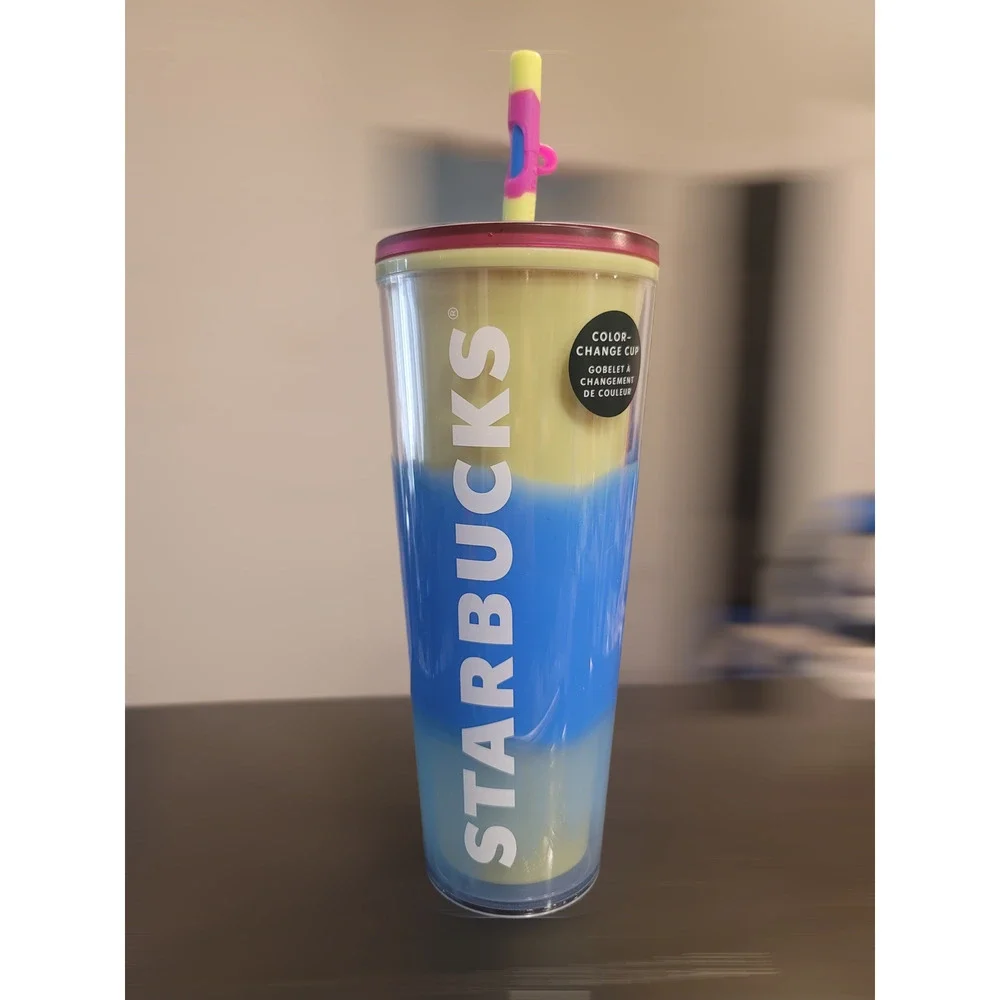 Starbucks 2023 Citrus Color Change with Swirl Straw Topper Tumbler